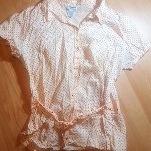 Peach and Black polka dot